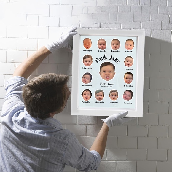 3D Baby Milestones Shadow Box: Personalized First Year Keepsake - Picture 4 of 13